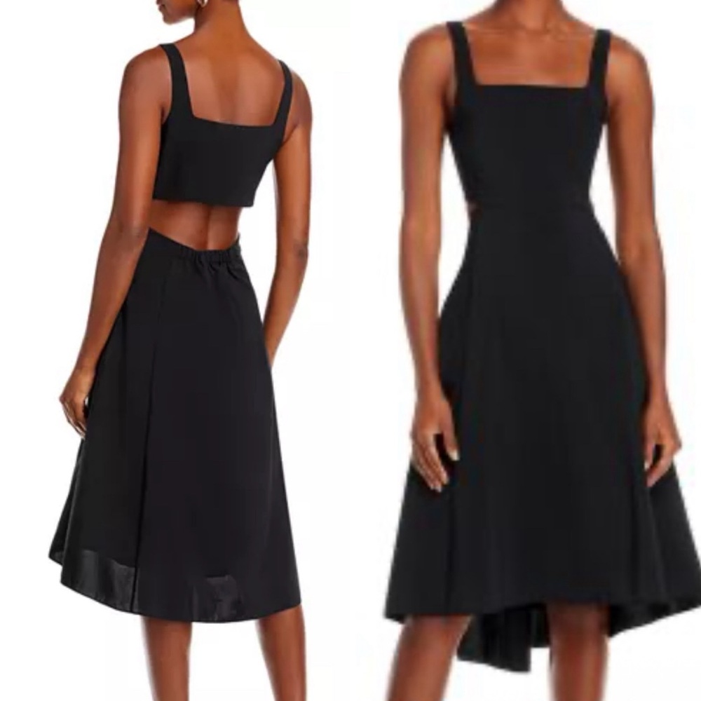 Theory Black Sensual‎ Square Neck Knee Length Cocktail Overall Dress Women's  4